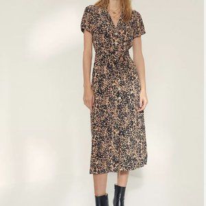 Aritzia - Wilfred - Leopard Shirt Dress - Printed, button-front shirt dress
